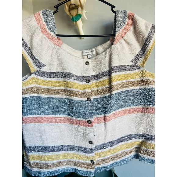 Boho Chic Texture and Thread Large Large Cortton Boxy Tank Striped - Picture 7 of 7